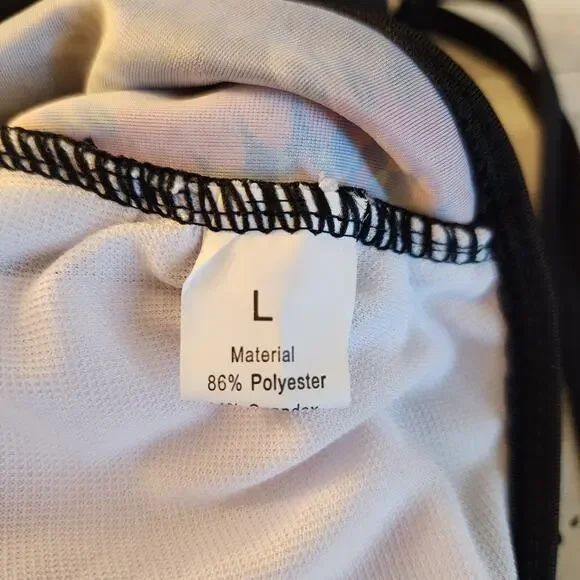 Two Piece Tankini Swimsuit with Mesh Overlay NWOT Size Large - Picture 6 of 12